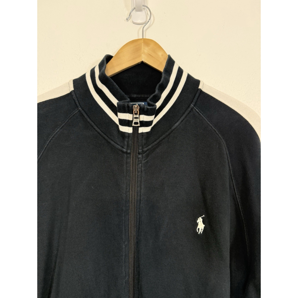 POLO Ralph Lauren Knit Sweater Jacket Men XXL Navy Varsity Full-Zip Vintage - Picture 5 of 11